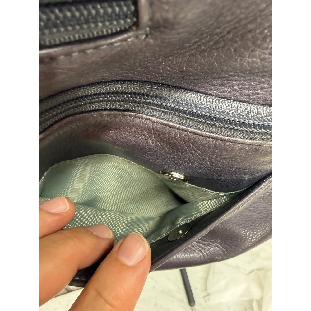 Osgoode Marley Plum Leather Crossbody Bag RFID Multi-Zip Messenger Purple - Picture 10 of 16